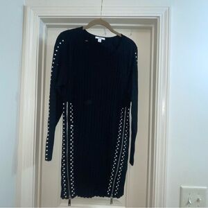 Elegant Black Dress with Pearl Accents